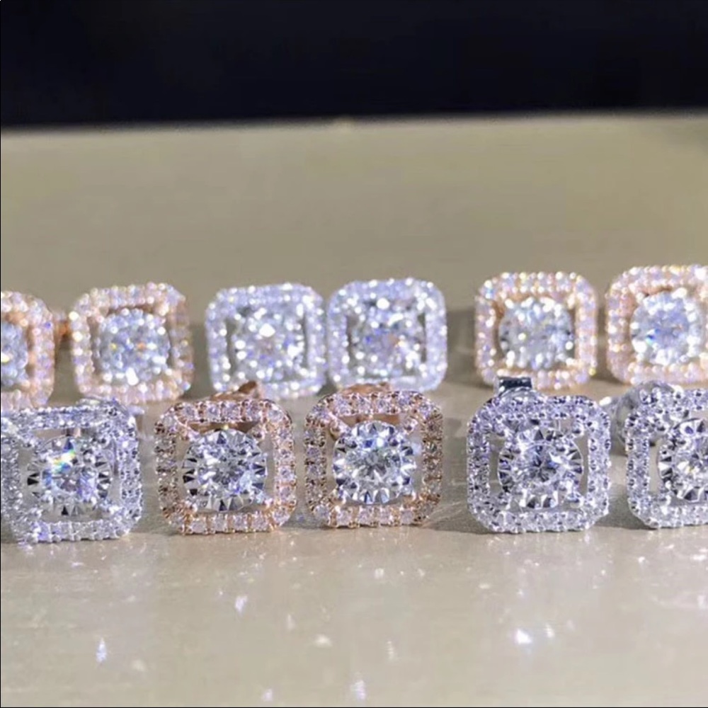New Women’s Round Gems Diamond Earrings - Picture 6 of 10